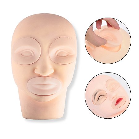 Cabeça Emborrachada Olhos Boca Removível Treino Make Cílios
