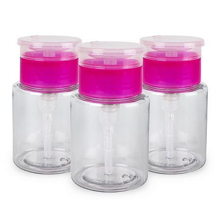 Kit 3 Porta Acetona Plástico Removedor Esmalte Dosador 100ml