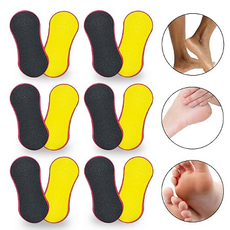 Kit 12 Lixas EVA Soft Pedicure Rachadura Calosidade Pés