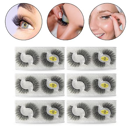 Kit 12 Pares Cílios Postiços 5D Efeito Natural Volumoso 10mm