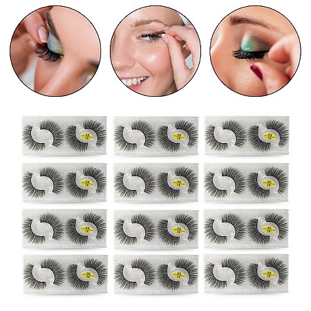 Kit 24 Pares Cílios Postiços 5D Efeito Natural Volumoso 10mm