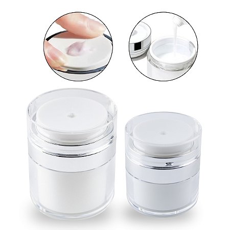 Kit 2 Recipiente Vácuo Pump Cosmético Creme Frasco 15 e 30ml