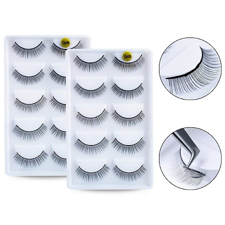 Kit 10 Pares Cílios 10mm Treino Pratica Extensão Alongamento