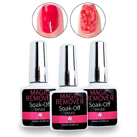 Kit 3 Removedor Esmalte Gel Acrigel Top Lirio Magic Remover