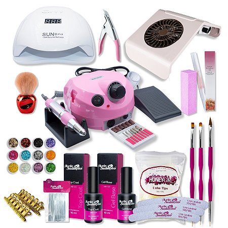 Kit Completo Lixadeira Cabine Coletor Acessórios Alongamento