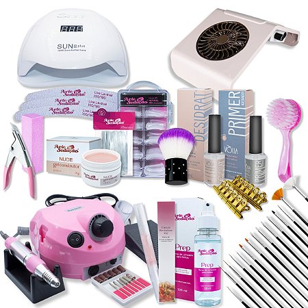 Kit Completo Unhas Gel Lixadeira Cabine Coletor Acessórios