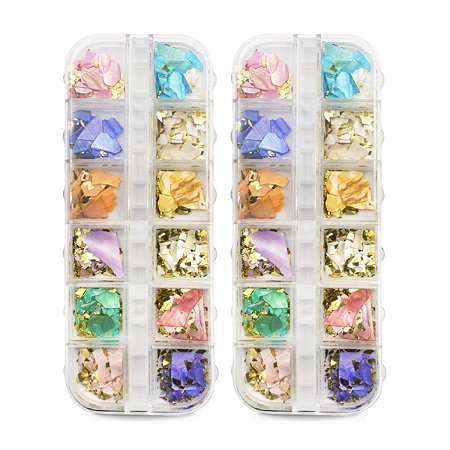 Kit 24 Madrepérola Glitter Encapsulamento Decoração Unha Gel