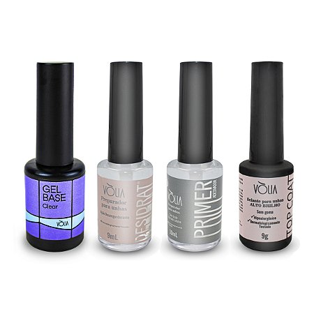 Kit Blindagem Vòlia Gel Base + Primer + Desidrat + Top Coat