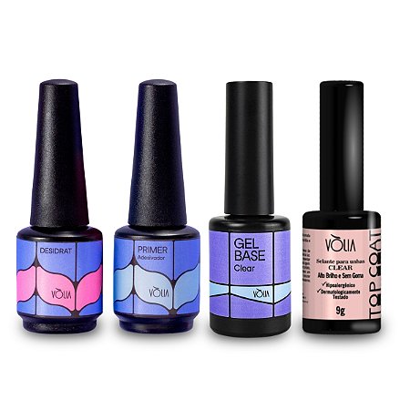 Kit Blindagem Vòlia Gel Base + Primer + Desidrat + Top Coat