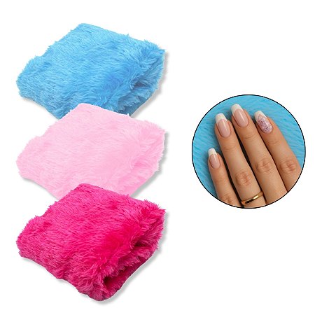 Kit 3 Tapetes Pelúcia Fundo de Fotos Unha Manicure 44 X 33Cm