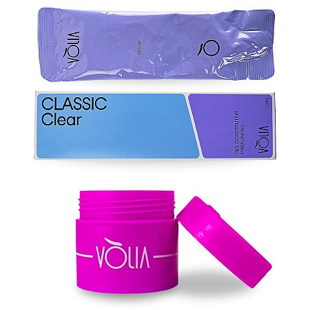 Refil Sachê Gel LED UV Classic Clear, 34g + Pote ECO, Vòlia