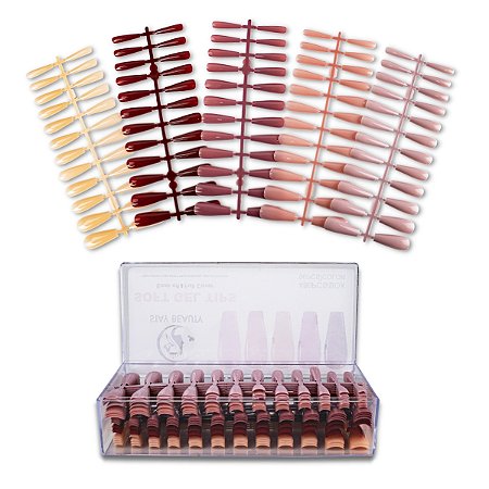 Kit 480 Unhas Postiças Soft Gel Bailarina Realista 5 Cores