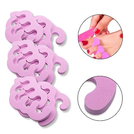 Kit 120 Separadores de Dedos de Pé Pedicure Unha EVA Rosa
