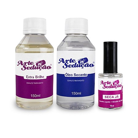 Kit Extra Brilho 150ml + Óleo Secante 150ml + Seca Já 11ml
