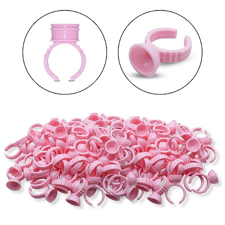 Kit 300 Anéis Batoque Rosa AB2 Extensão Alongamento Cílios