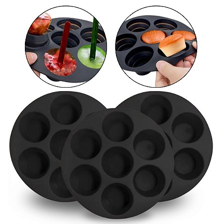 Kit 3 Forma Cupcake Muffin Sorvete Silicone Congelador Forno