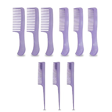 Kit 9 Pentes Grande Médio Fino Ponta Agulha Cabelo Penteado