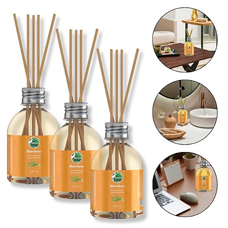 Kit 3 Aromatizador de Ambiente Pantanal Aromas Bamboo 270ml
