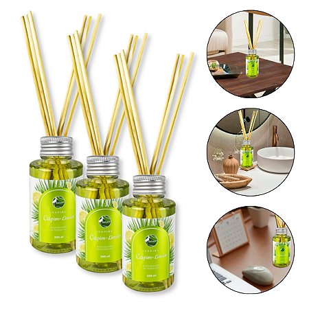 Kit 3 Aromatizadores Capim Limão 200ml Pantanal Aromas