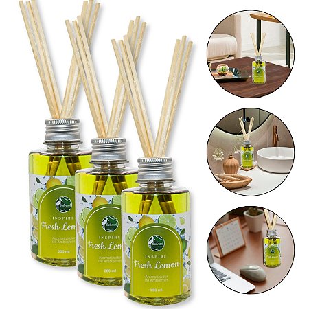 Kit 3 Aromatizador Ambiente Fresh Lemon Limão Fresco 200ml