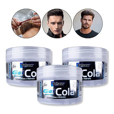 Kit 3 Gel Cola Extra Forte Incolor Fixa Hidrata 240g Yelsew