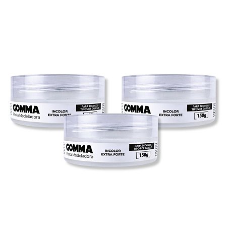 Kit 3 Gomma Modeladora Extra Forte Incolor Hair 150g Yelsew