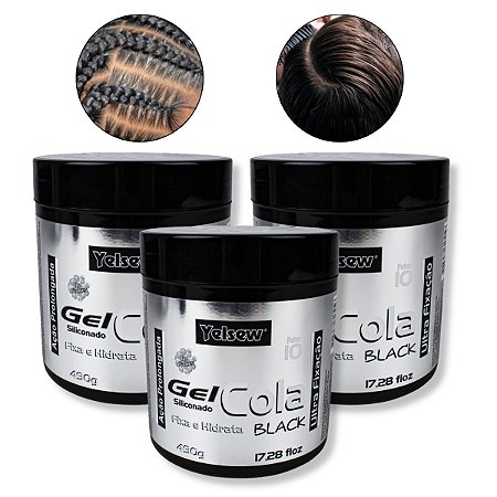 Kit 3 Gel Cola Black Siliconado Ação Prolongada 490g Yelsew