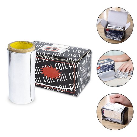 Rolo Foil 50m Alumínio + Caixa Serrilhada Remoção Unhas Gel