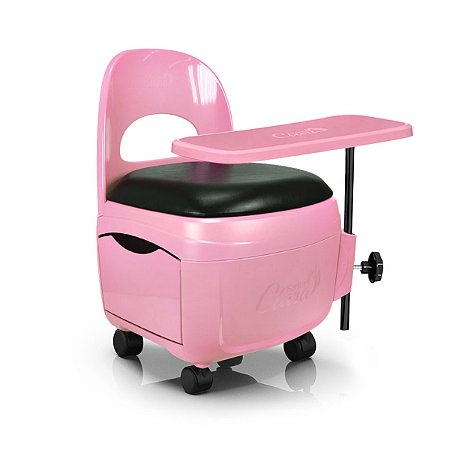 Cadeira Para Manicure Mesinha Altura Ajustável Gaveta Rosa