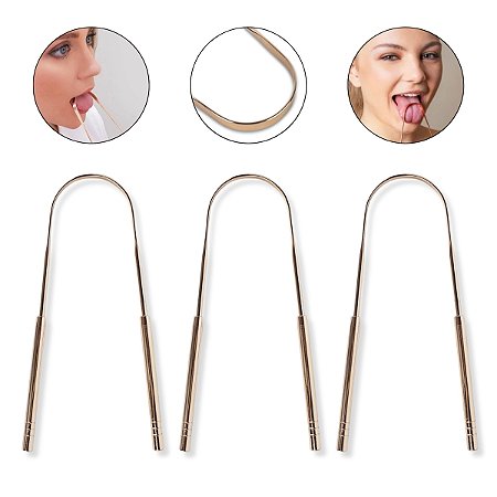 Kit 3 Raspador Limpador Língua Cobre Limpeza Remove Bactéria