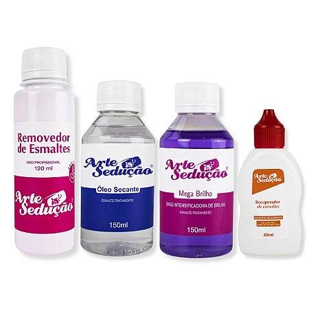 Kit Recuperador Esmalte + Removedor + Secante + Mega Brilho