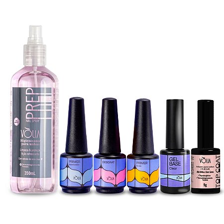 Kit Top Coat + Desidrat + 2 Primers + Gel Base + Prep Vòlia