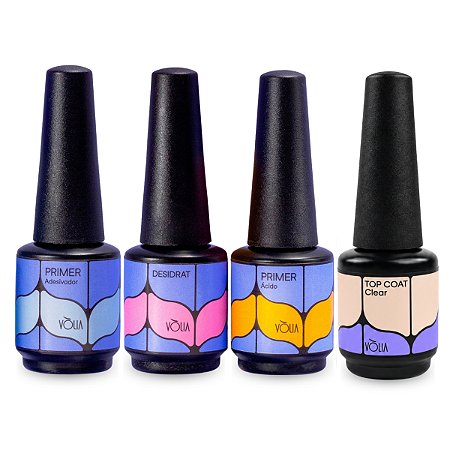 Kit Top Coat+ Desidrat+ Primer Ácido+ Primer sem Ácido Vòlia