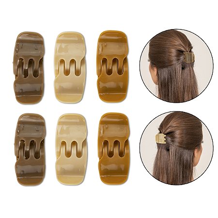 Kit 48 Presilha Prendedor Cabelo Média Tons Nude Bege Marrom