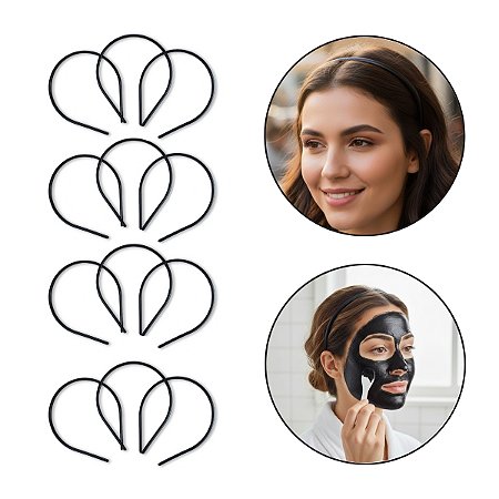 Kit 24 Tiara de Cabelo Arquinho Sem Dente Plástico 6mm Preto