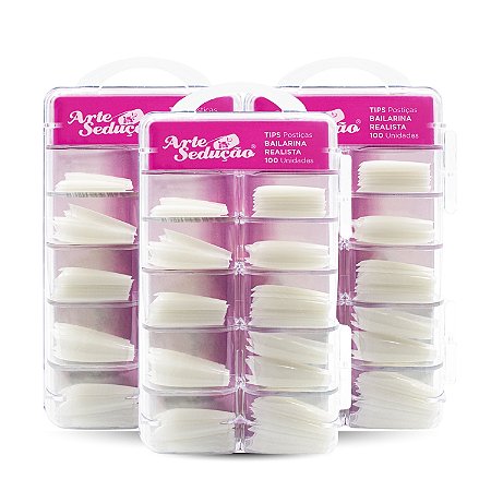 Kit 300 Tips Unhas Postiças Bailarina Realista Arte Sedução