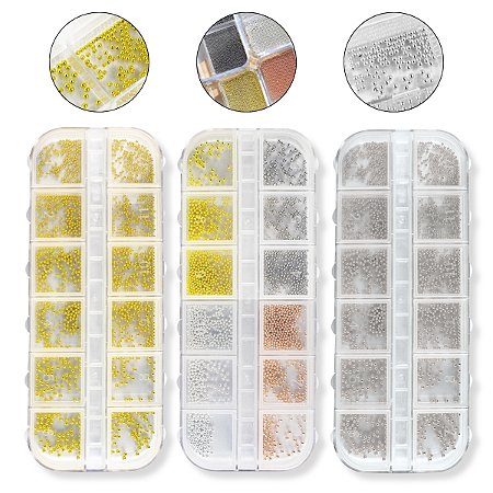 Kit 3 Caixinhas Mini Caviar Dourado Prata Bronze Rose Unhas