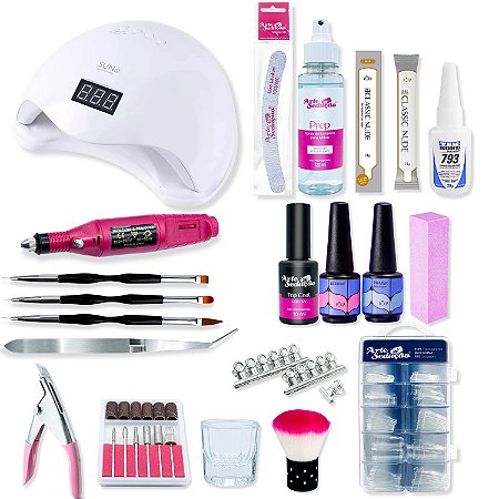 Kit Unhas De Gel Cabine Lixadeira Acessórios Alongamento