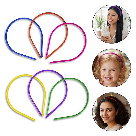Kit 12 Tiaras de Cabelo Arquinho Sem Dente 6mm Coloridas