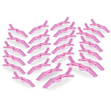Kit 24 Presilhas Prendedor Cabelo Jacaré Crocodilo Rosa