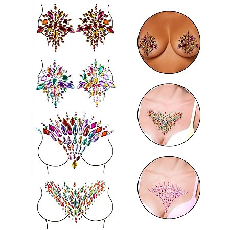 Kit 2 Adesivos Seio Colo + 2 Par Adesivo Seio Carnaval Festa