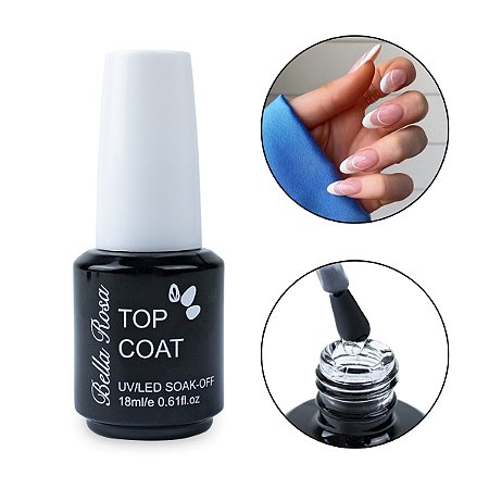 Top Coat Finalizador Unhas Bella Rosa UV/LED Soak-Off, 18ml