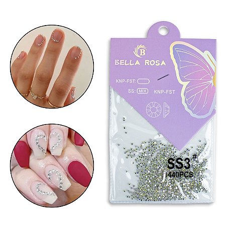 Pedrinha Strass SS3 Furta Cor Decoração 1440 und, Bella Rosa