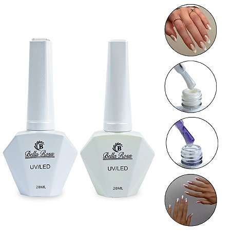 Kit 2 Rendas Esmalte em Gel Branco Cintilante Perolado 20ml