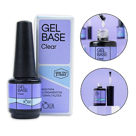 Gel Base Clear Sem TPO e HEMA LED/UV Alongamento Vòlia 9g