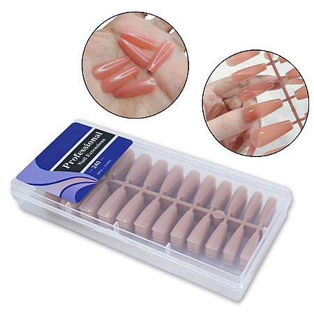 240 Unha Postiça Soft Gel Bailarina Realista Full Cover Nude