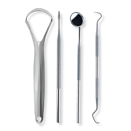 Kit 3 Instrumentos Limpeza Dental Tártaro +1 Raspador Língua