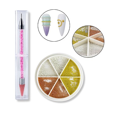 Kit Pincel Pega Strass + Disco Caviar Dourado Prata Bronze