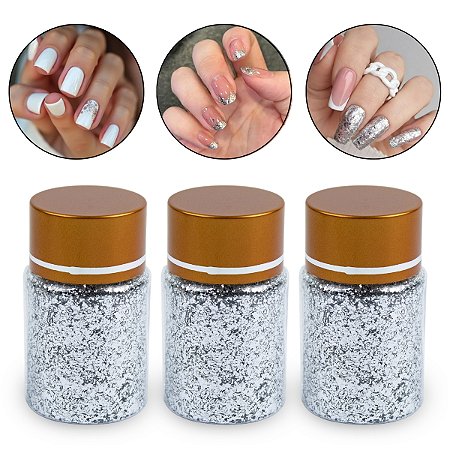 Kit 3 Folha Ouro Picada Prata Decoração Encapsulamento Prata