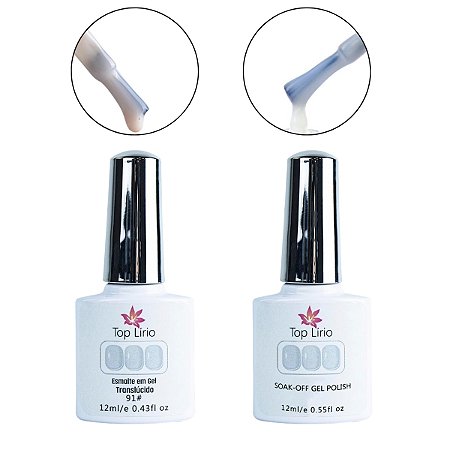 Kit 2 Esmalte em Gel Top Lírio Nude + Renda Translúcido 12ml
